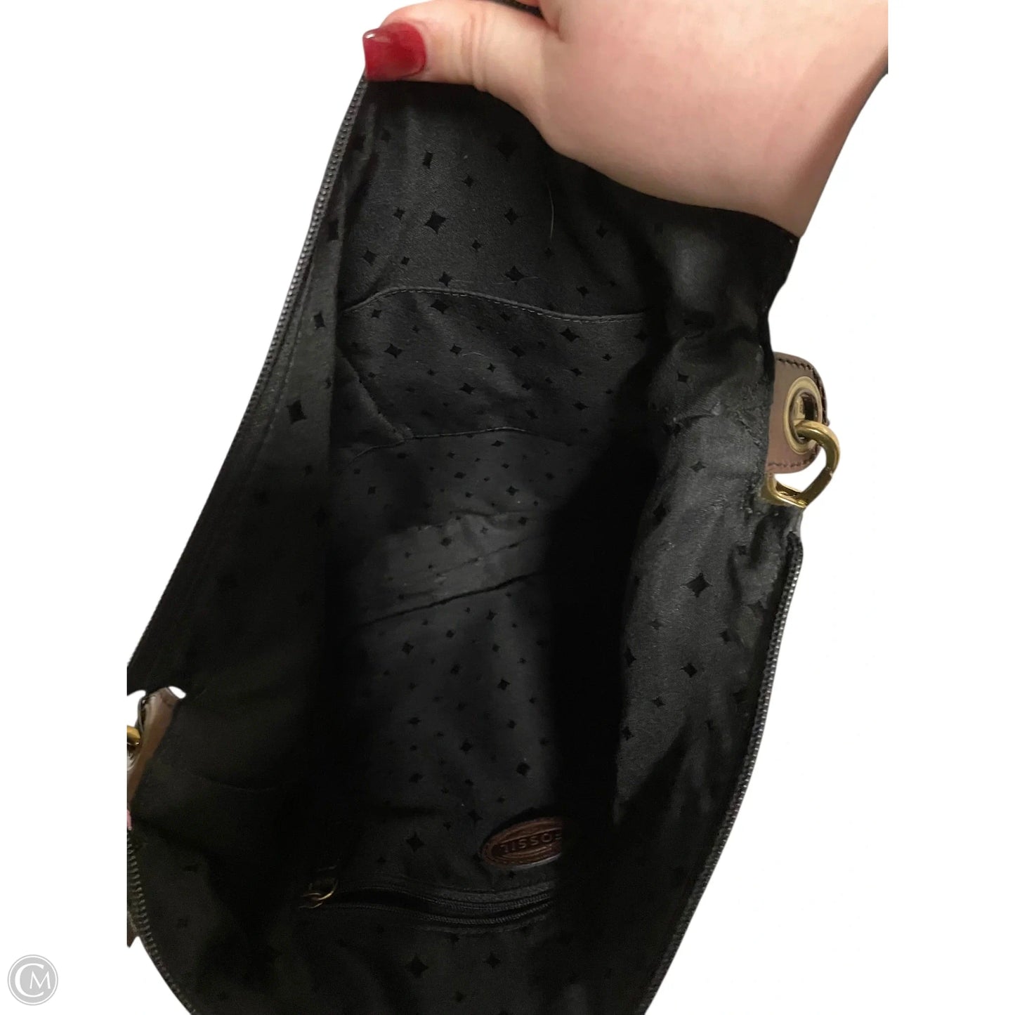 Handbag Leather By Fossil, Size: Large