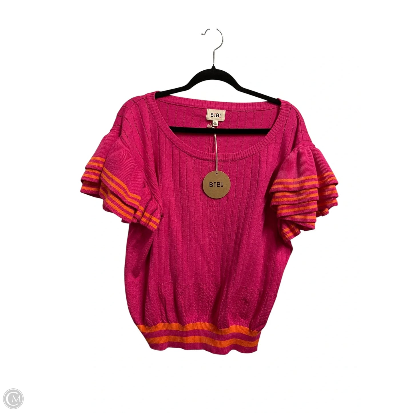 Top Short Sleeve By Bibi In Pink, Size: Xl
