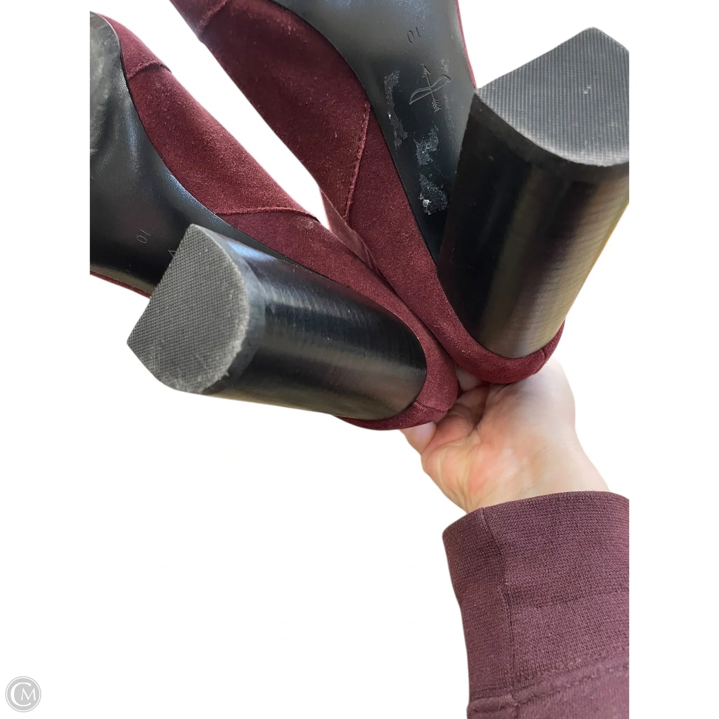 Boots Ankle Heels By Clothes Mentor In Red, Size: 10