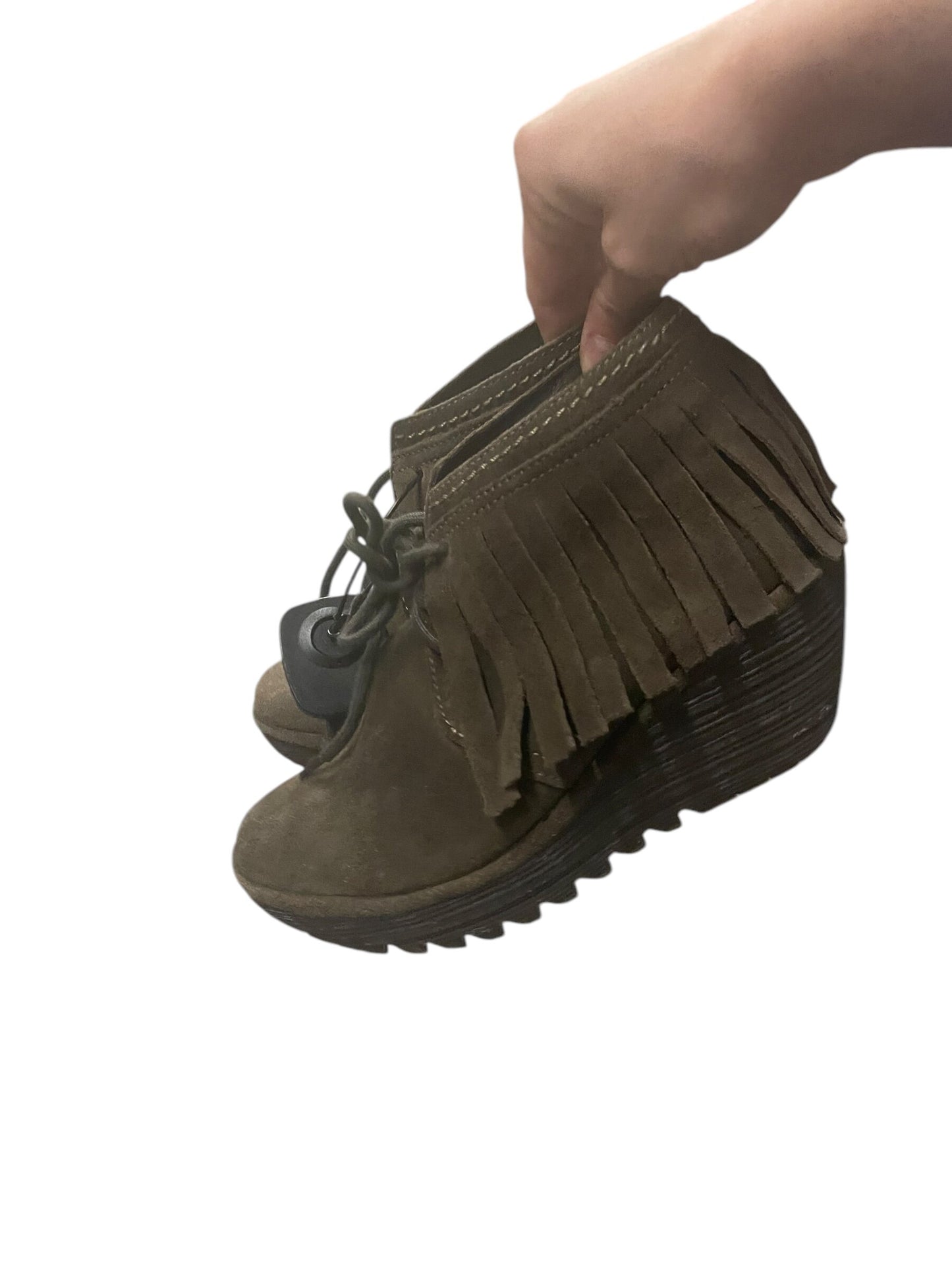Boots Ankle Heels By Fly London Size: 6.5