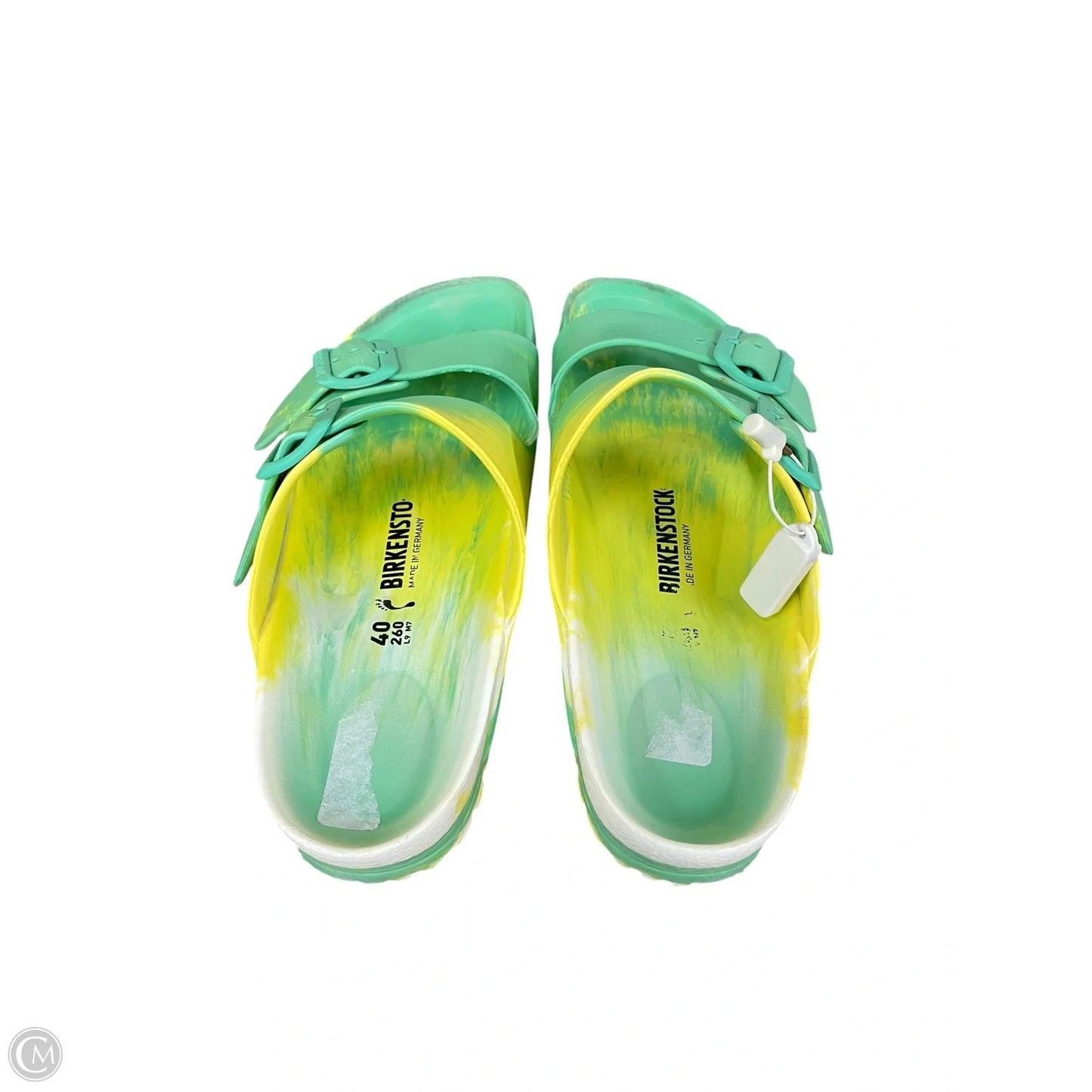 Shoes Flats By Birkenstock In Green & Yellow, Size: 9.5