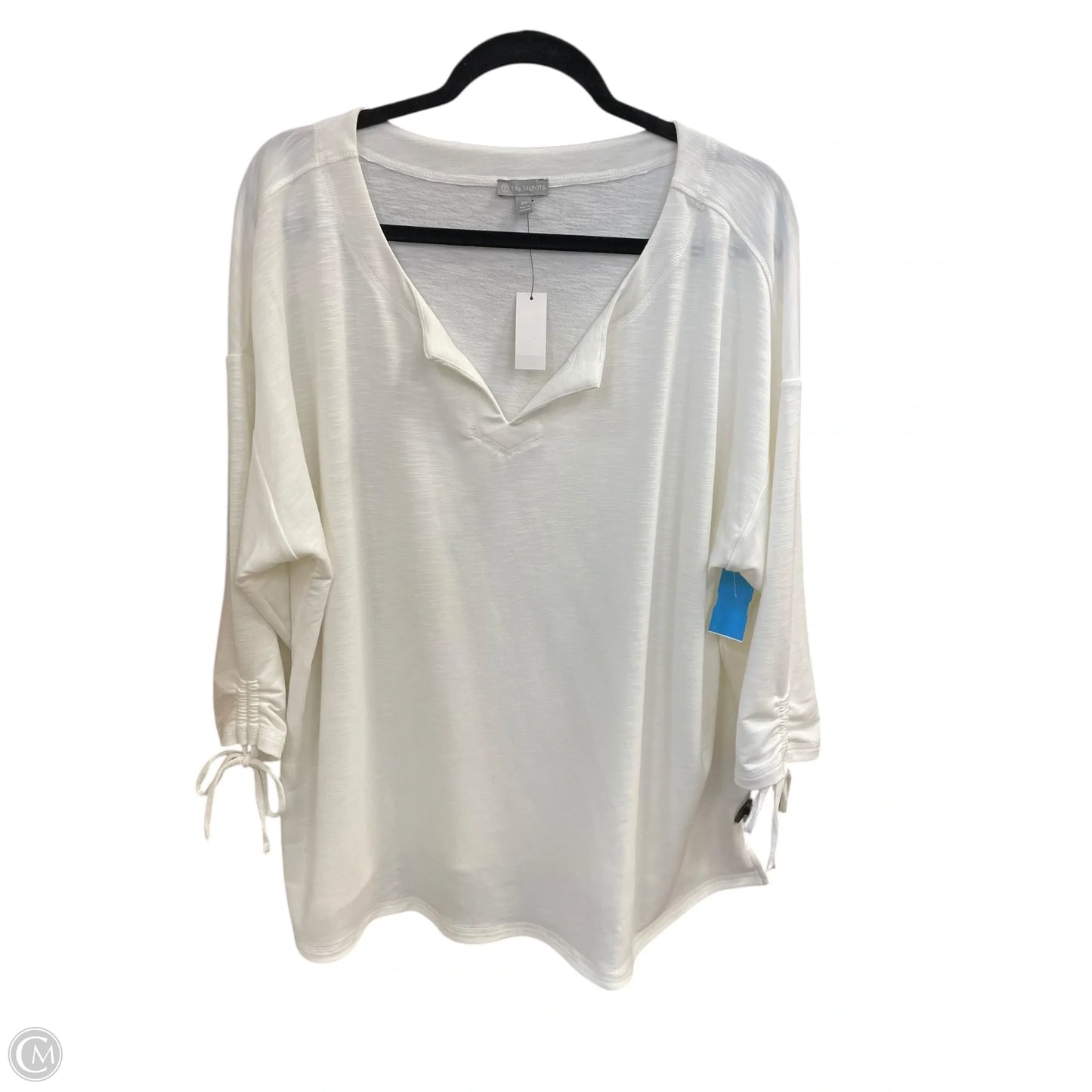 Top Long Sleeve By Talbots In White, Size: 2x