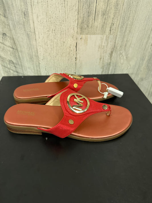 Red Sandals Flip Flops Michael By Michael Kors, Size 7.5