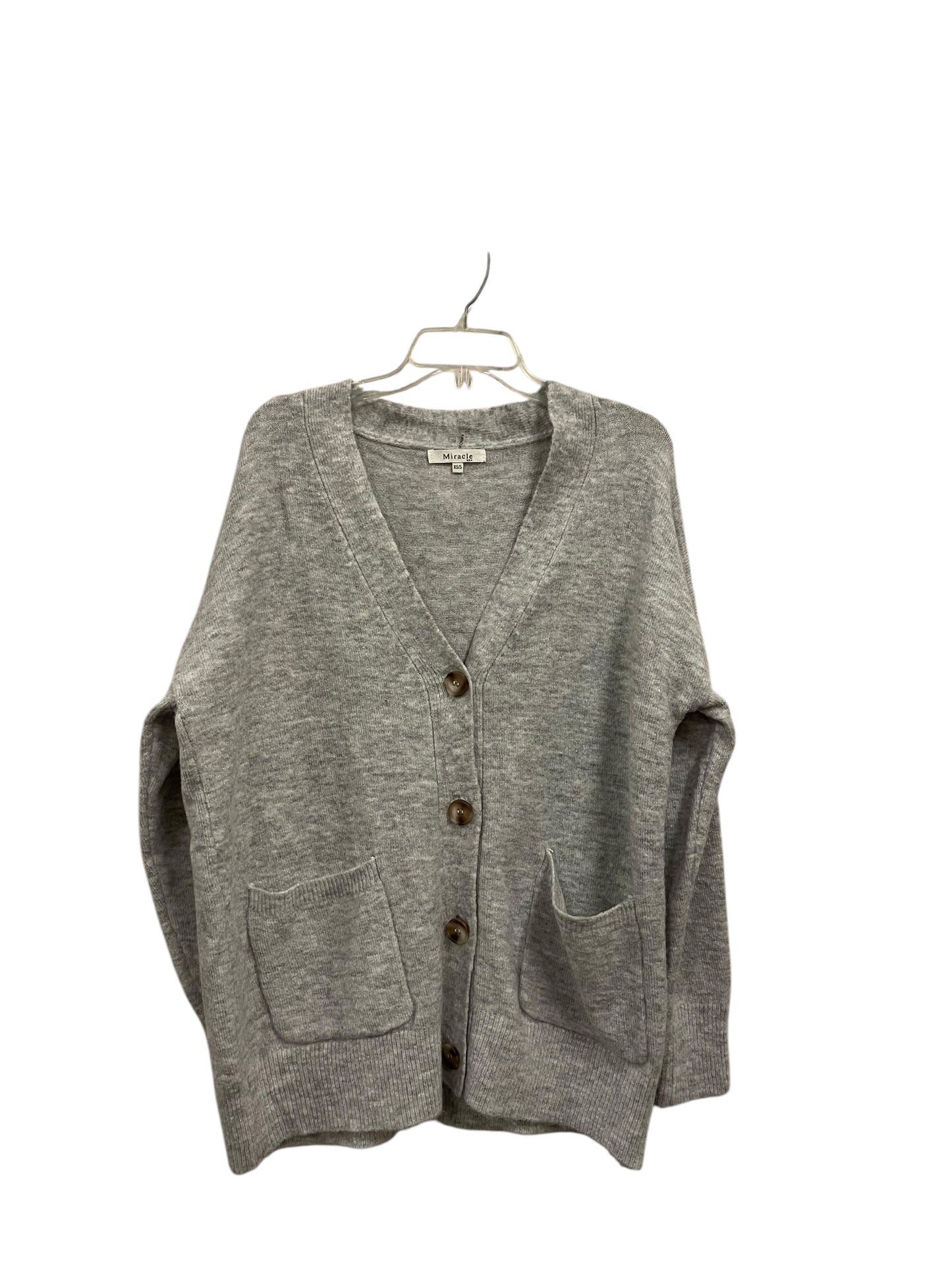 Sweater Cardigan By Miracle In Grey, Size: Xs