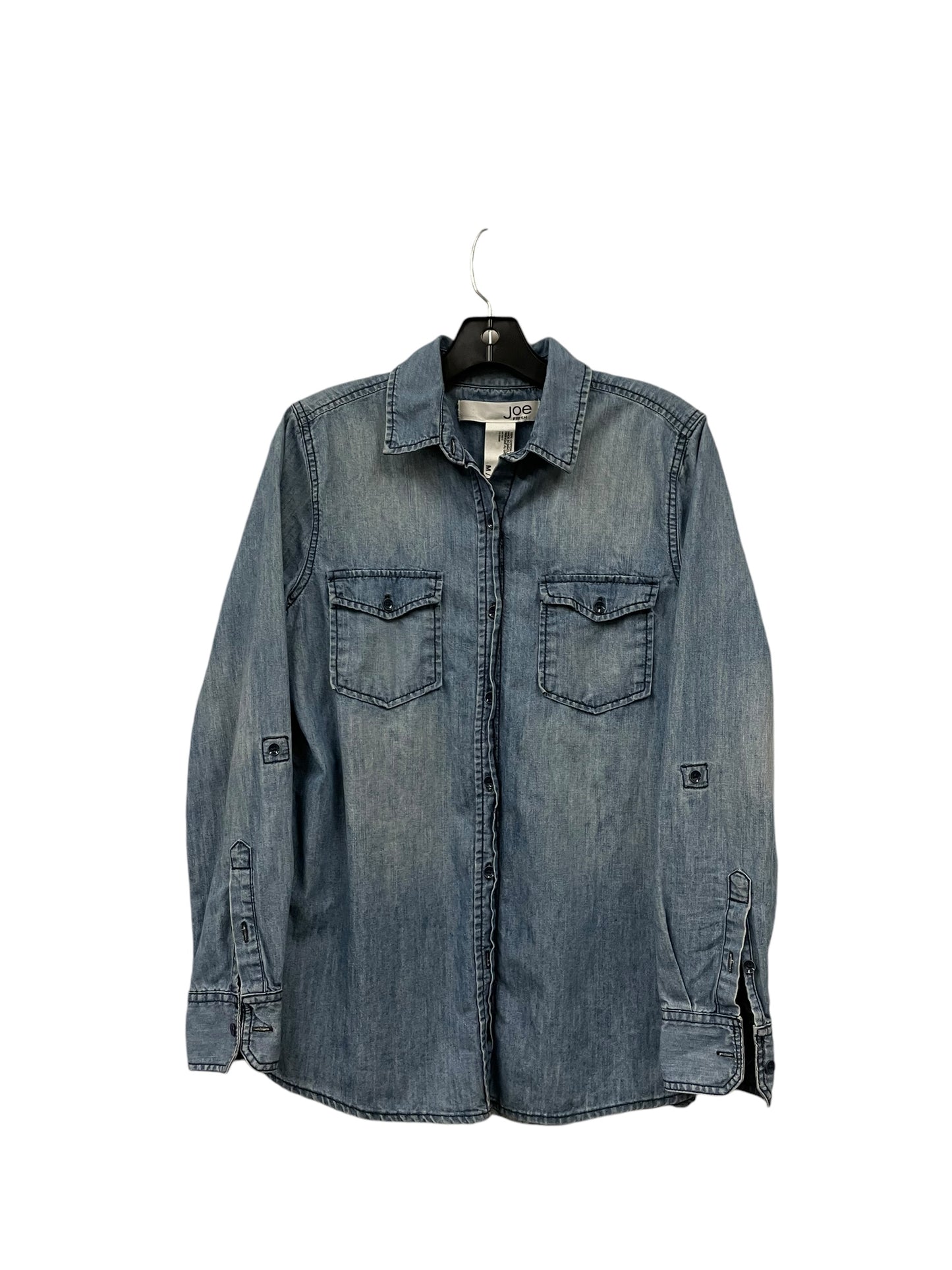 Top Long Sleeve Basic By Joe Fresh In Blue Denim, Size: M