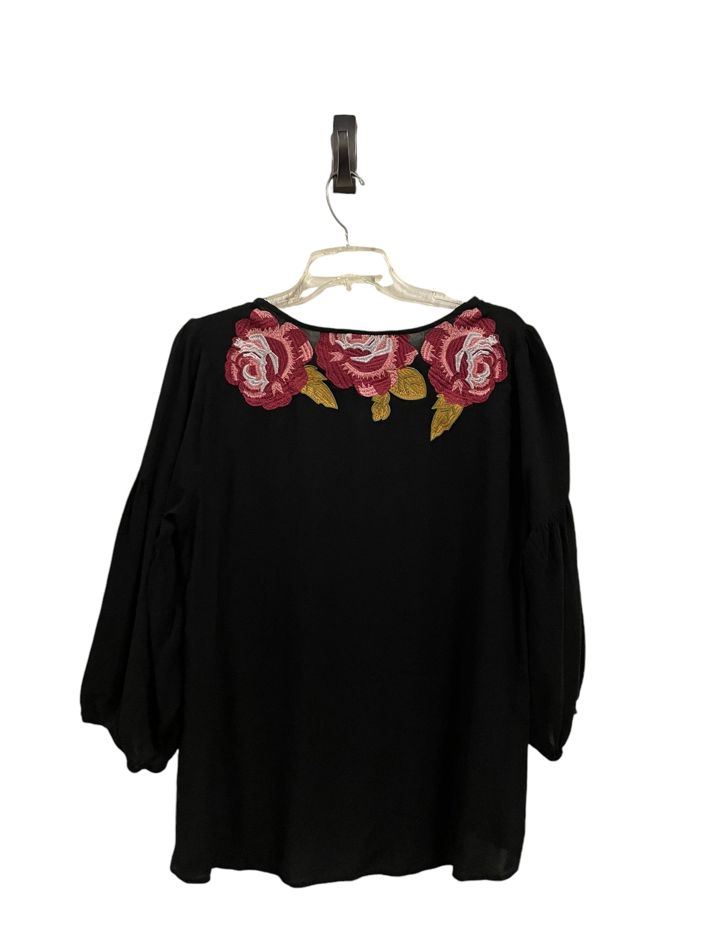 Top Long Sleeve By Andree By Unit In Black, Size: L