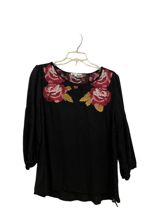 Top Long Sleeve By Andree By Unit In Black, Size: L