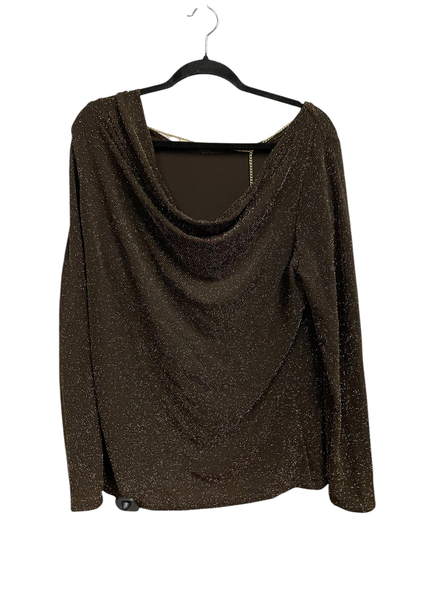 Top Long Sleeve By Michael Kors In Black & Gold, Size: L