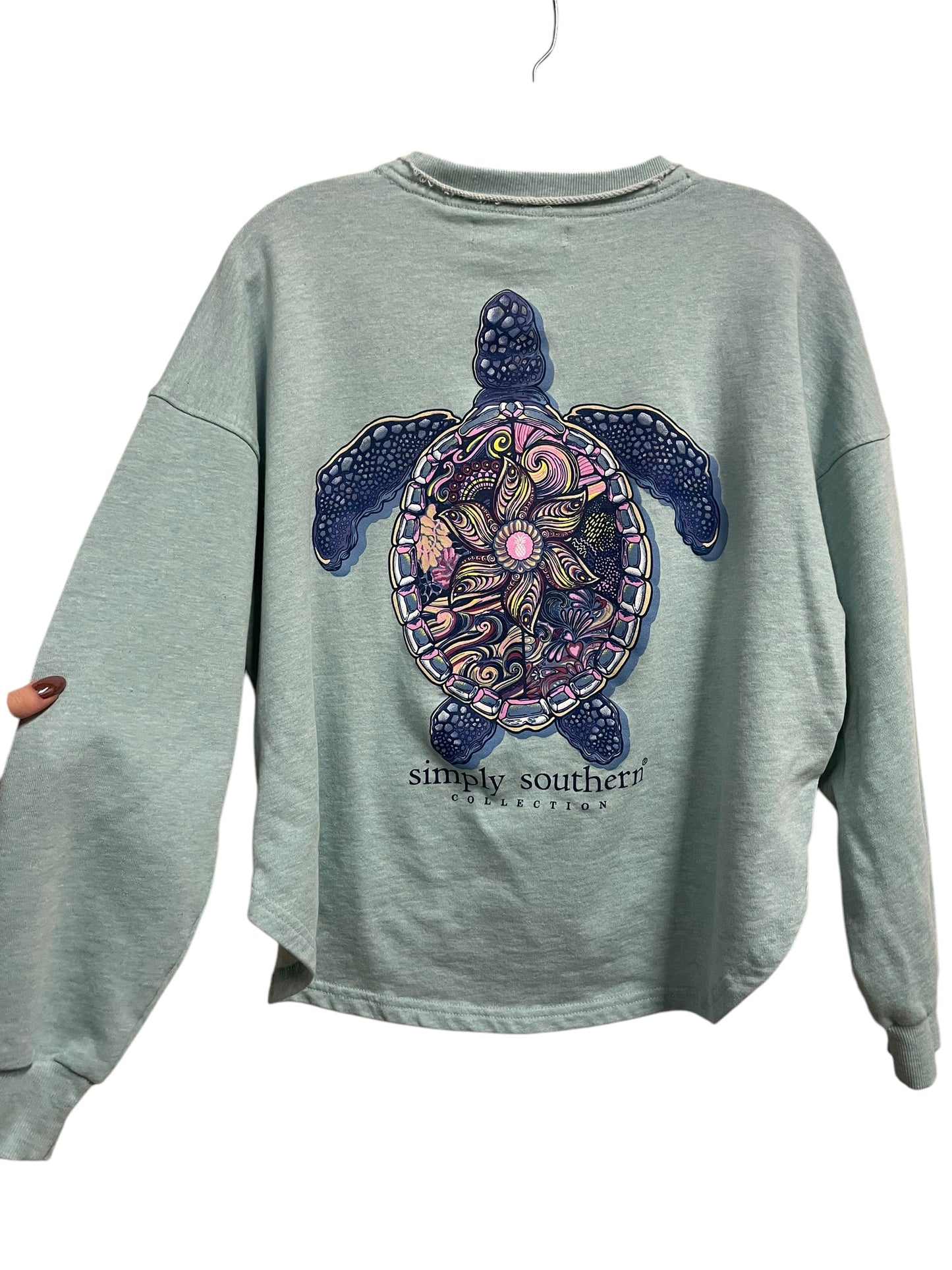 Sweatshirt Crewneck By Simply Southern In Blue, Size: L