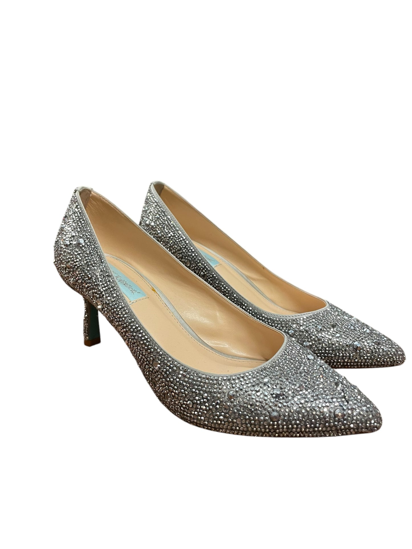 Shoes Heels Kitten By Betsey Johnson In Silver, Size: 7.5