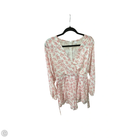 Romper By Clothes Mentor In Pink & White, Size: M