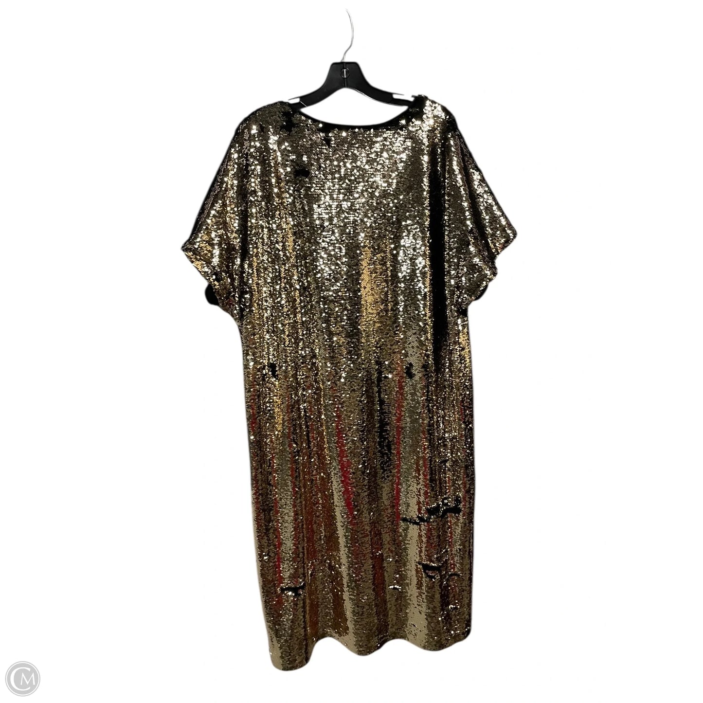 Dress Party Long By Clothes Mentor In Black & Gold, Size: Xl