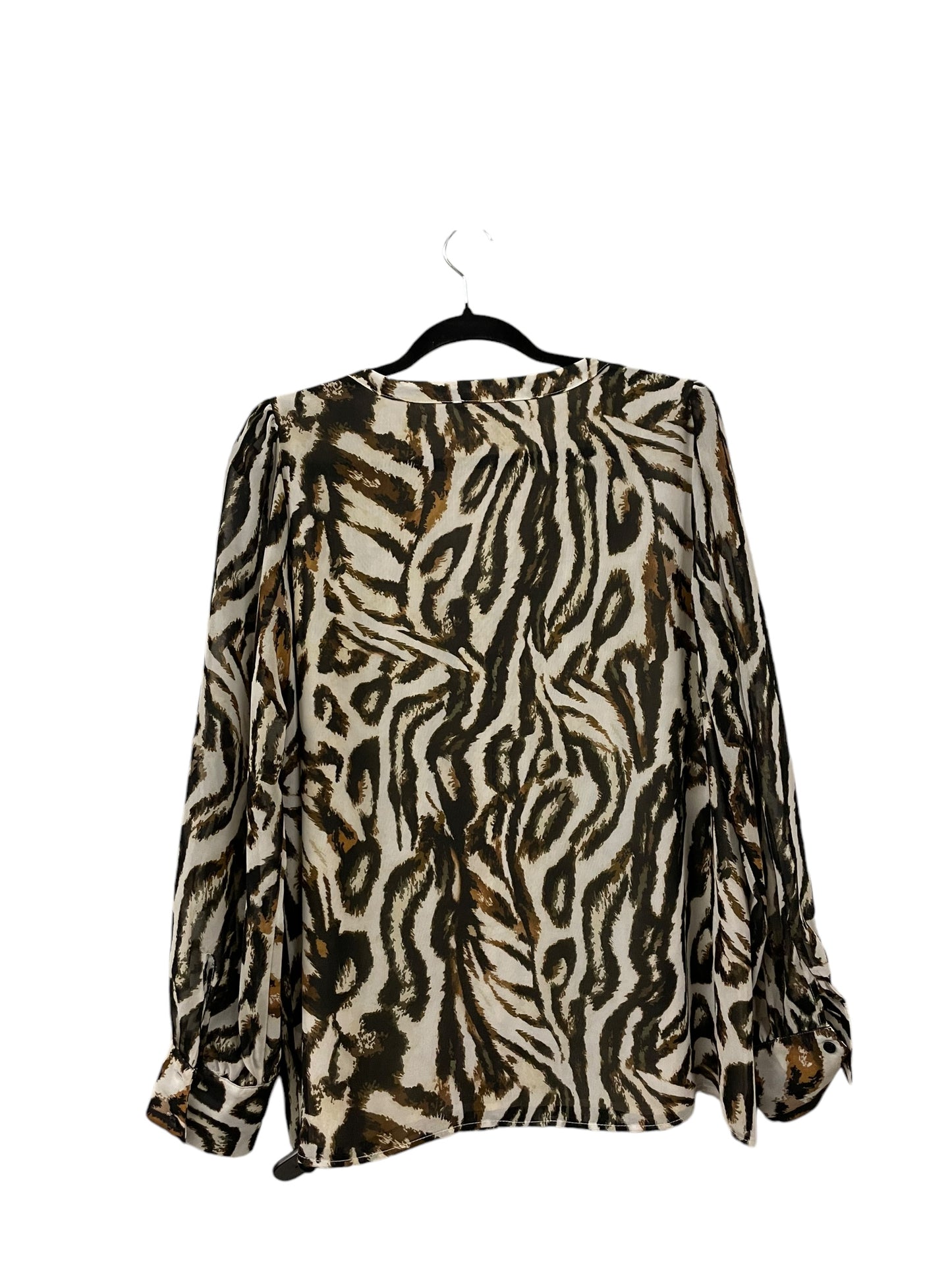 Top Long Sleeve By Calvin Klein In Animal Print, Size: L