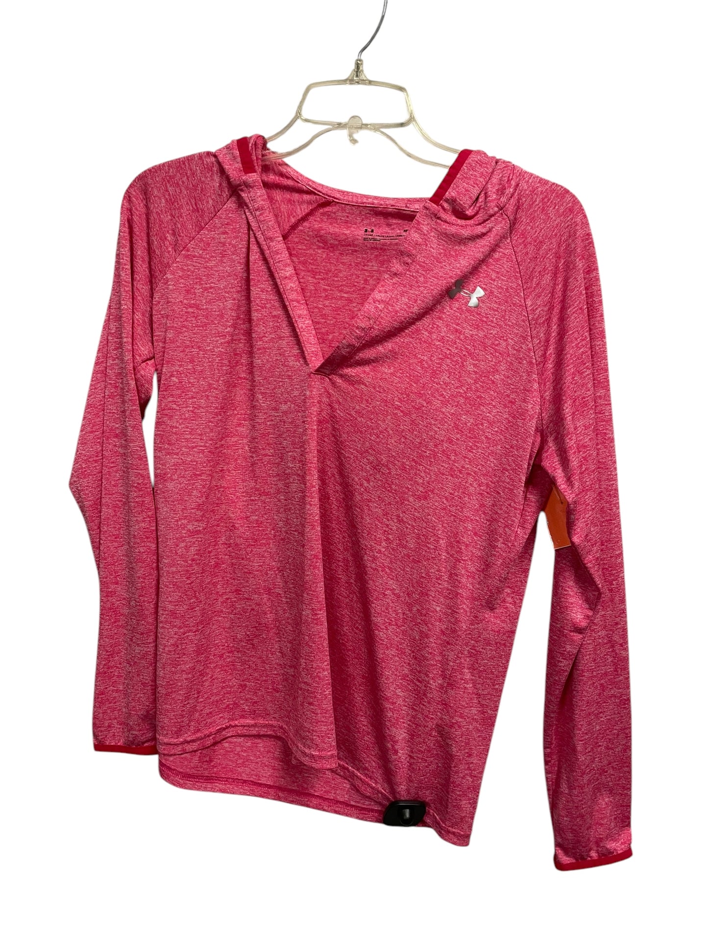 Athletic Top Long Sleeve Collar By Under Armour In Pink, Size: M