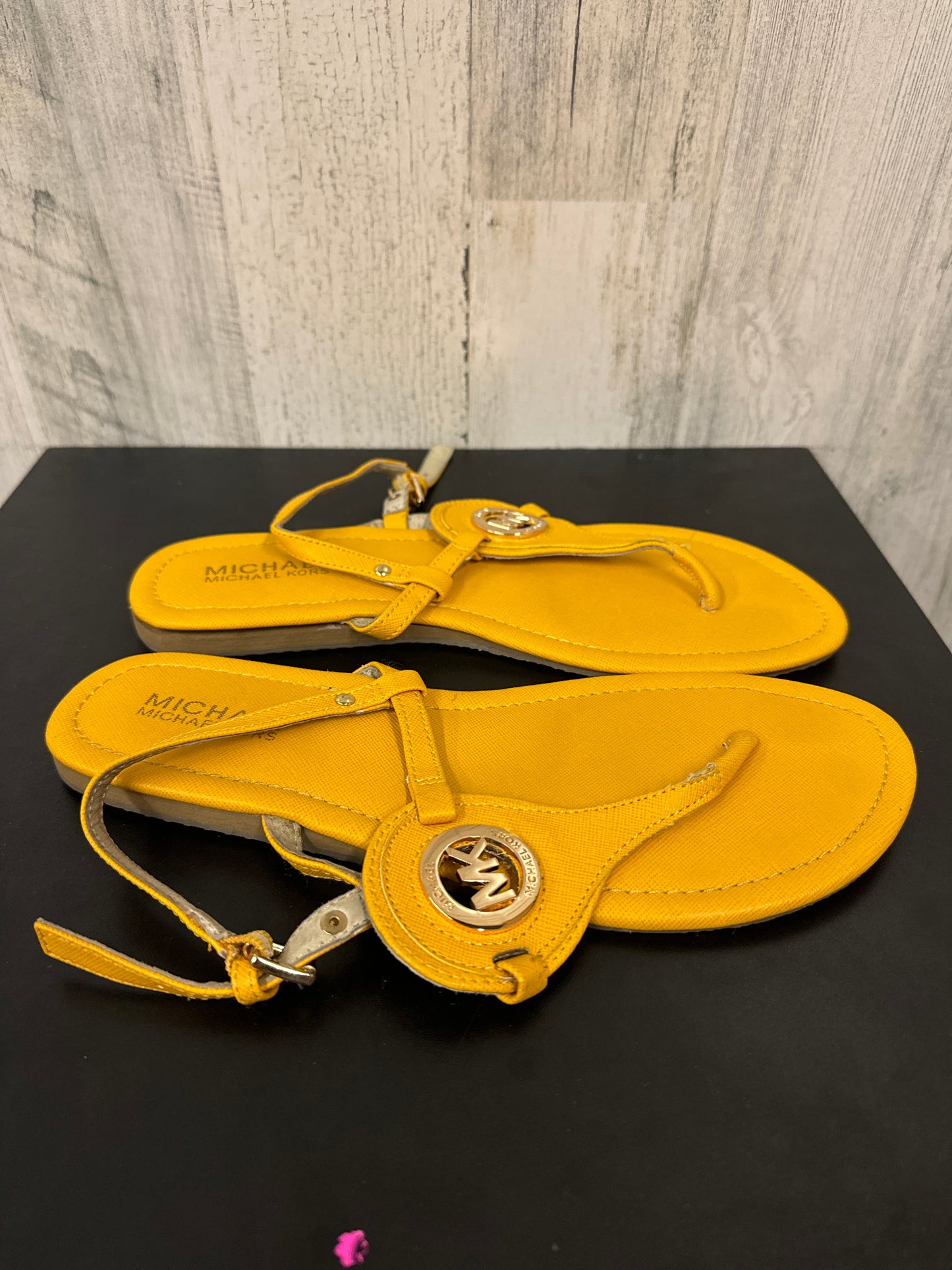 Yellow Sandals Flats Michael By Michael Kors, Size 9