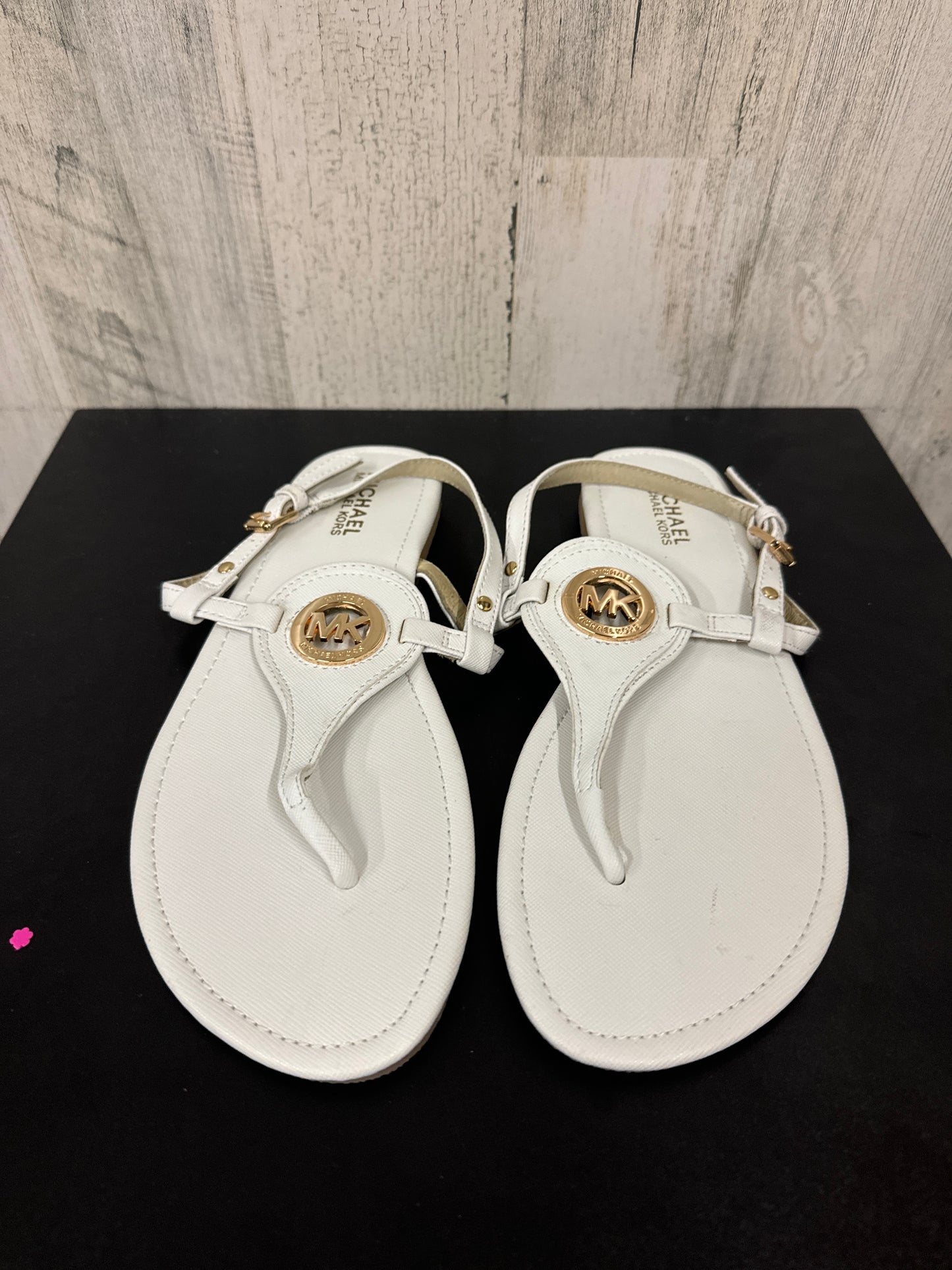 White Sandals Flats Michael By Michael Kors, Size 9