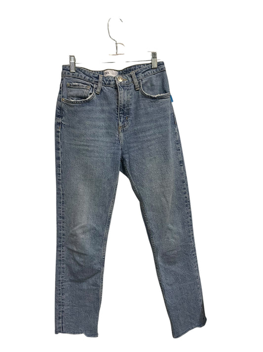 Jeans Straight By Zara In Blue Denim, Size: 4