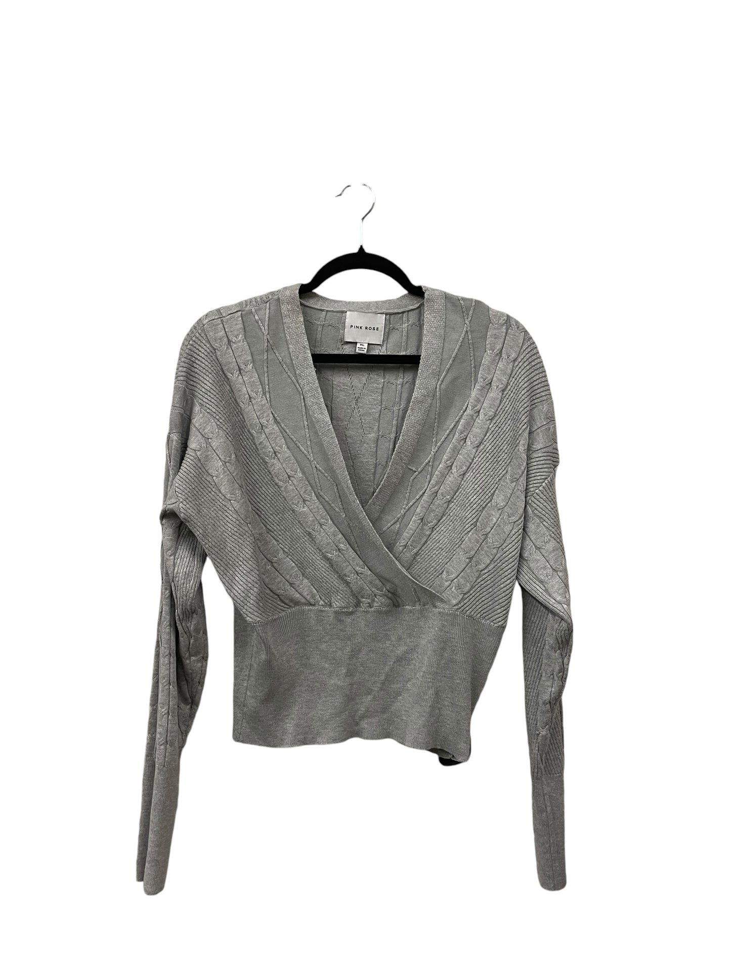 Top Long Sleeve By Pink Rose In Grey, Size: Xl