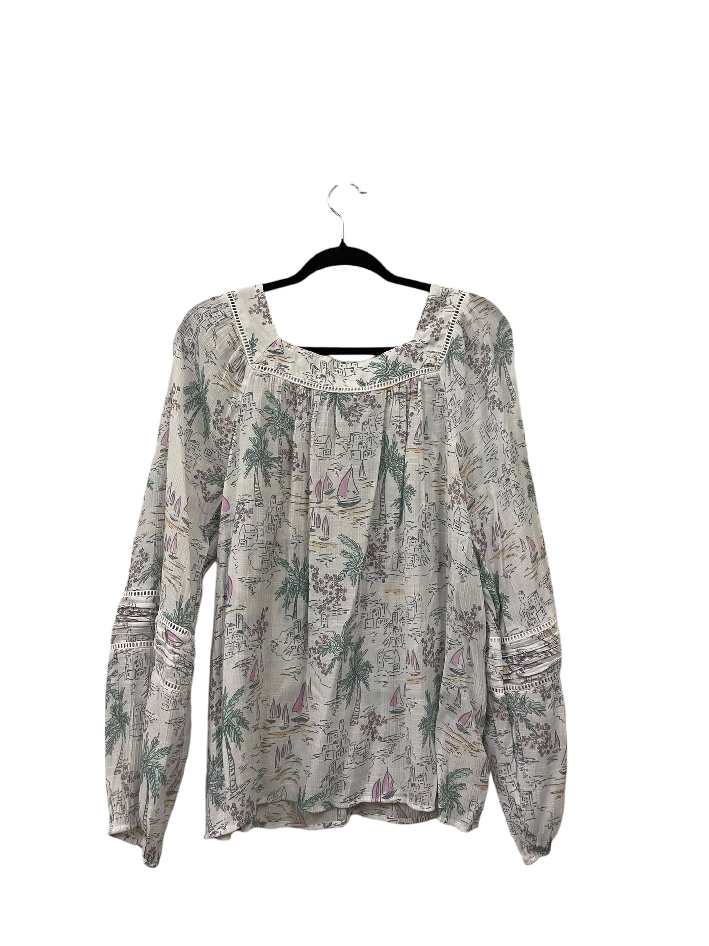 Top Long Sleeve By Lc Lauren Conrad In White, Size: Xxl