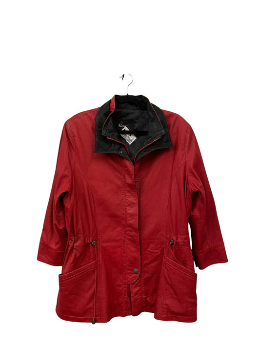 Jacket Leather By Clothes Mentor In Red, Size: L