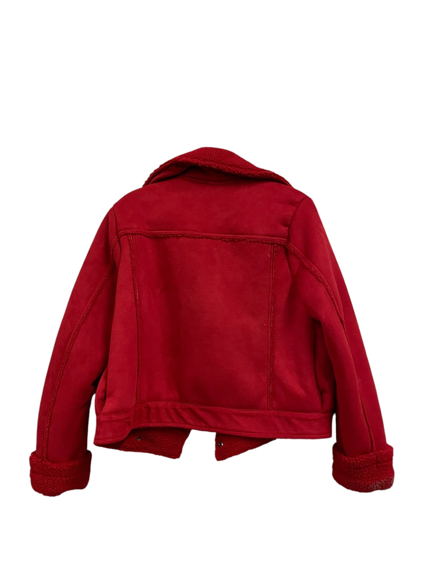 Jacket Moto By Clothes Mentor In Red, Size: S