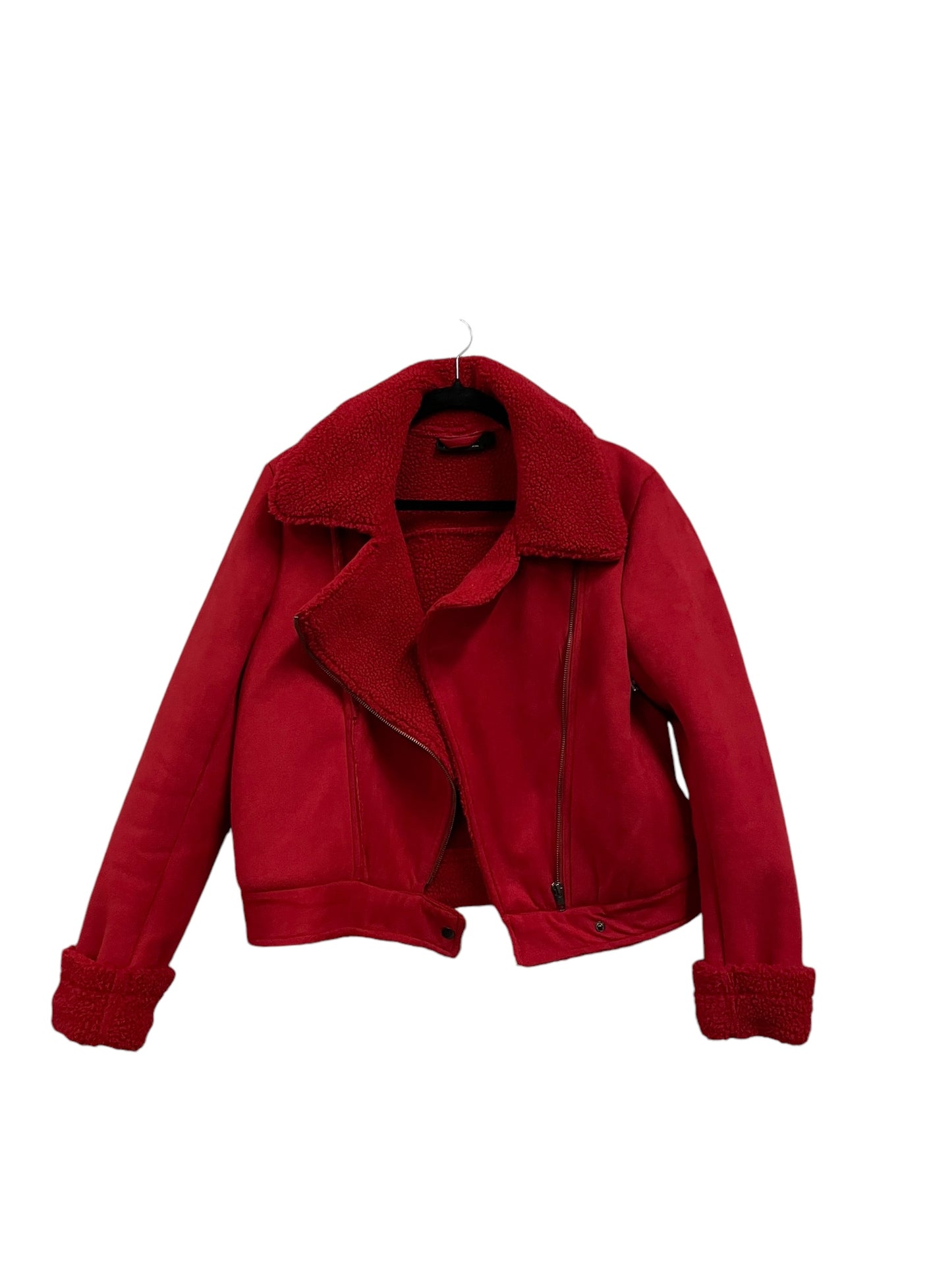 Jacket Moto By Clothes Mentor In Red, Size: S