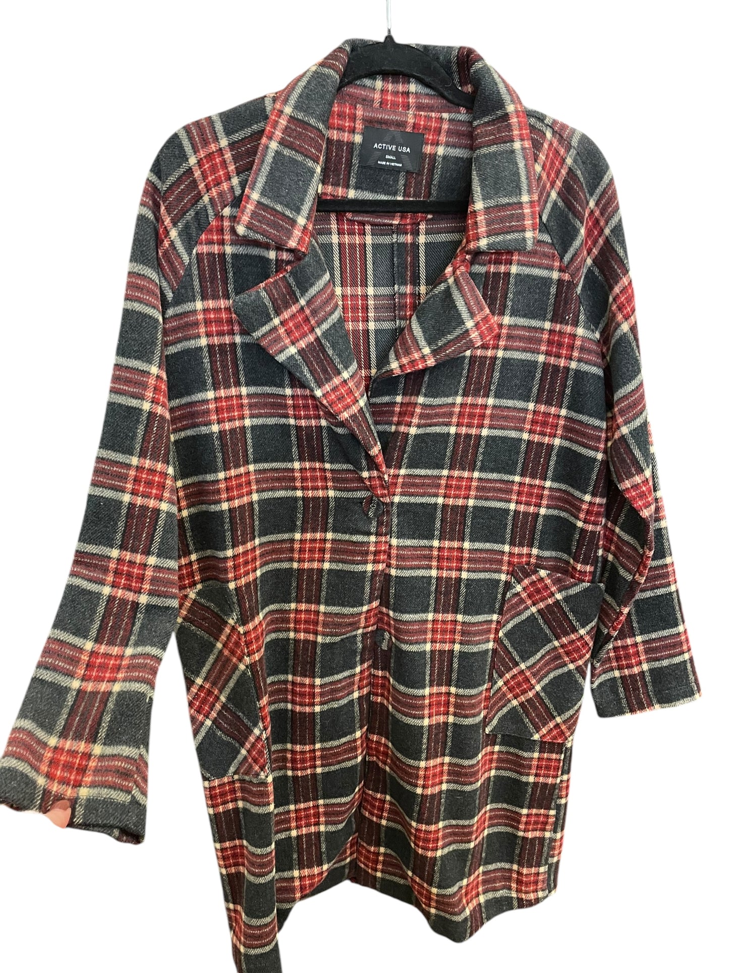 Jacket Shirt By Active Usa In Plaid Pattern, Size: S