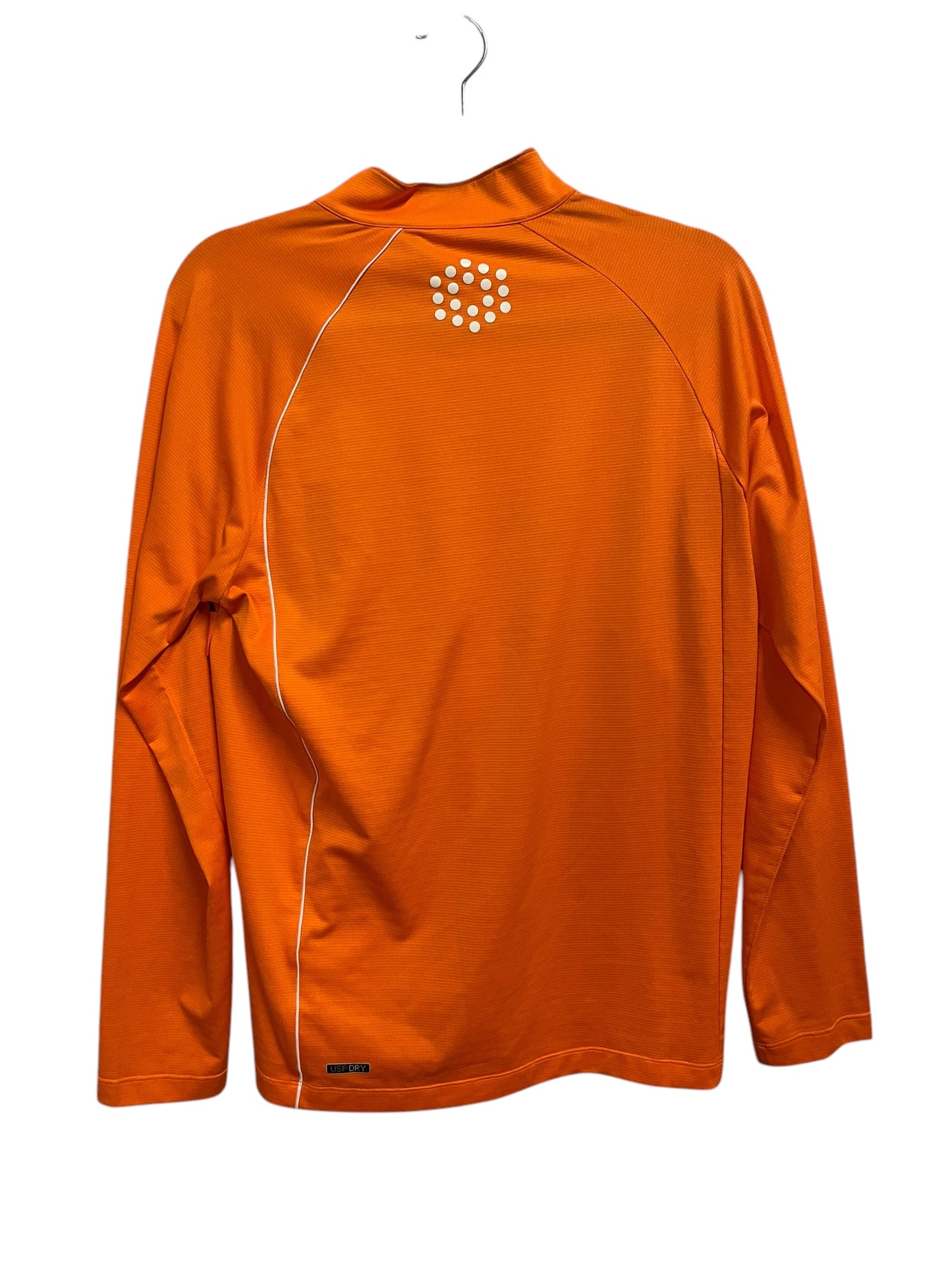 Athletic Top Long Sleeve Collar By Puma In Orange, Size: S