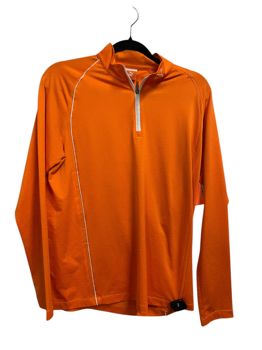 Athletic Top Long Sleeve Collar By Puma In Orange, Size: S