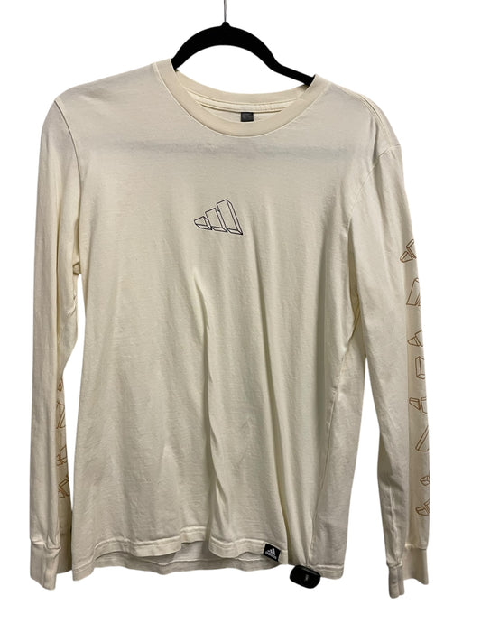 Athletic Top Long Sleeve Crewneck By Adidas In Beige, Size: S