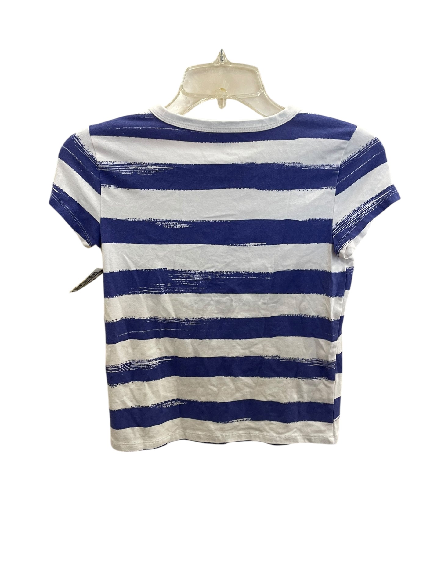 Top Short Sleeve Basic By Anthropologie In Striped Pattern, Size: Xxs