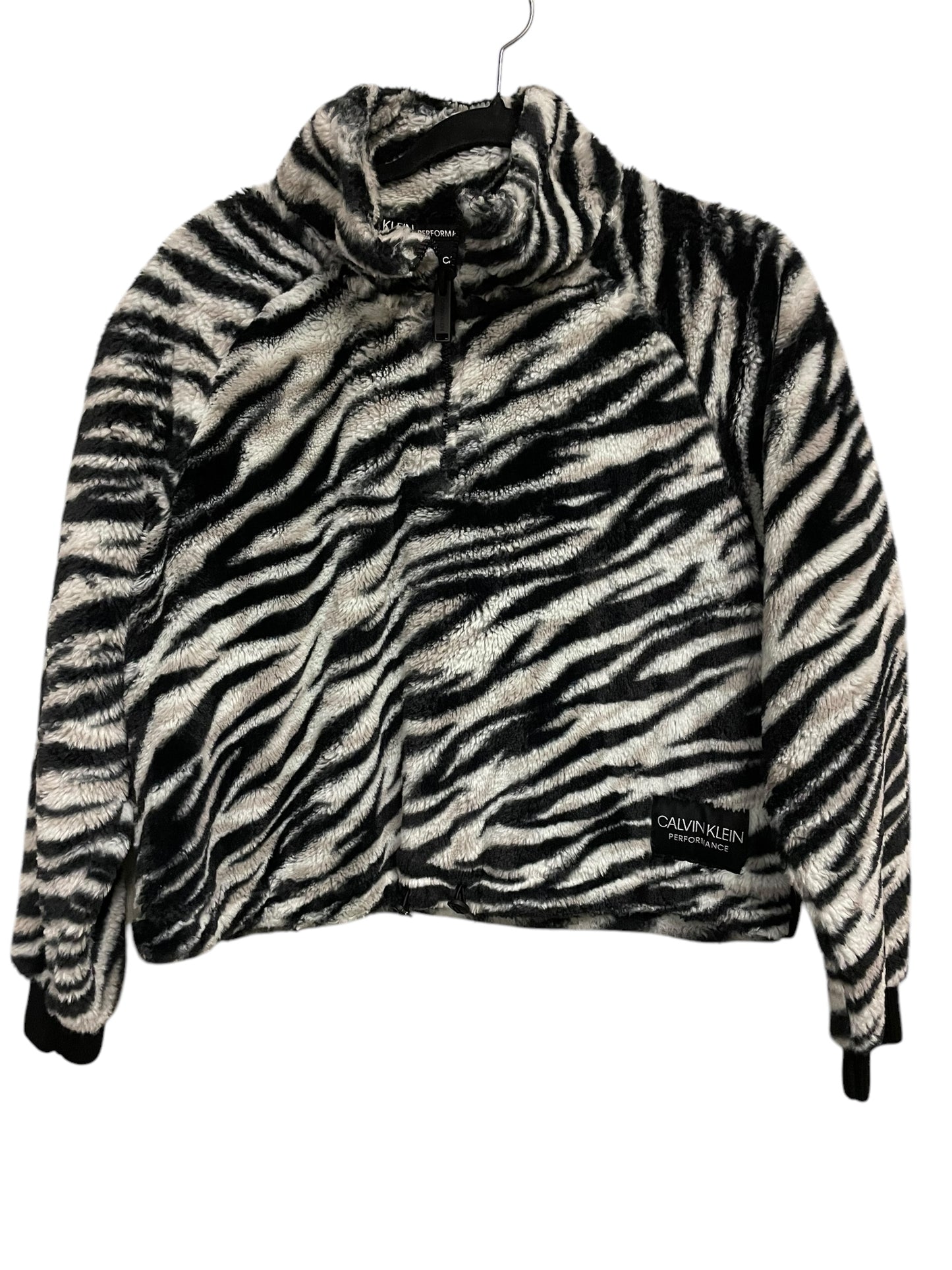 Athletic Sweatshirt Collar By Calvin Klein Performance In Zebra Print, Size: L