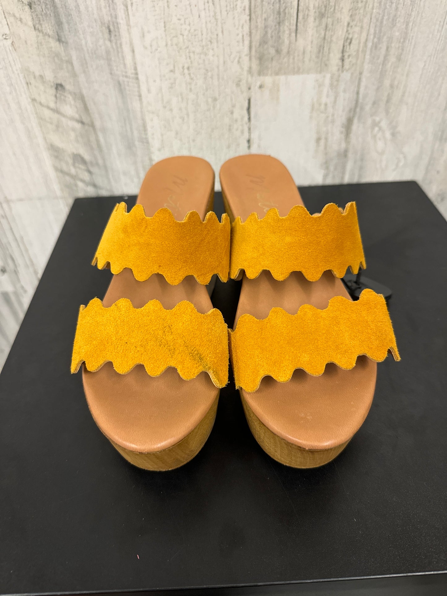 Yellow Sandals Heels Wedge Matisse, Size 7