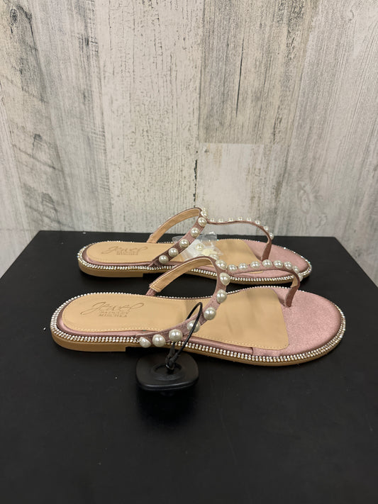 Pink Sandals Flats Badgley Mischka, Size 7