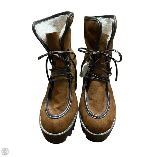 Boots Ankle Heels By Bamboo In Brown, Size: 8.5