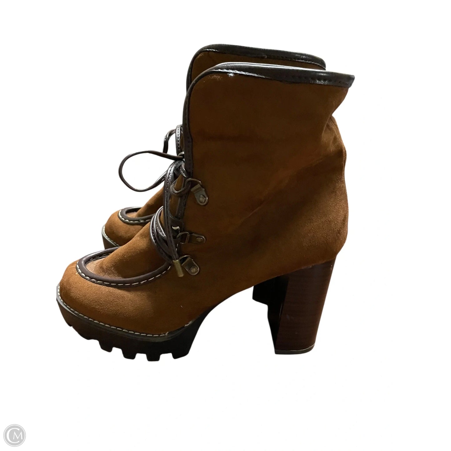 Boots Ankle Heels By Bamboo In Brown, Size: 8.5