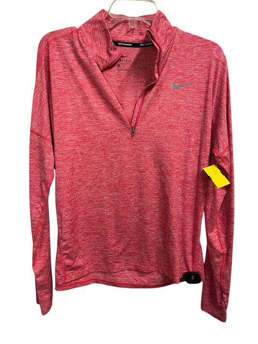 Athletic Top Long Sleeve Collar By Nike Apparel In Pink, Size: M