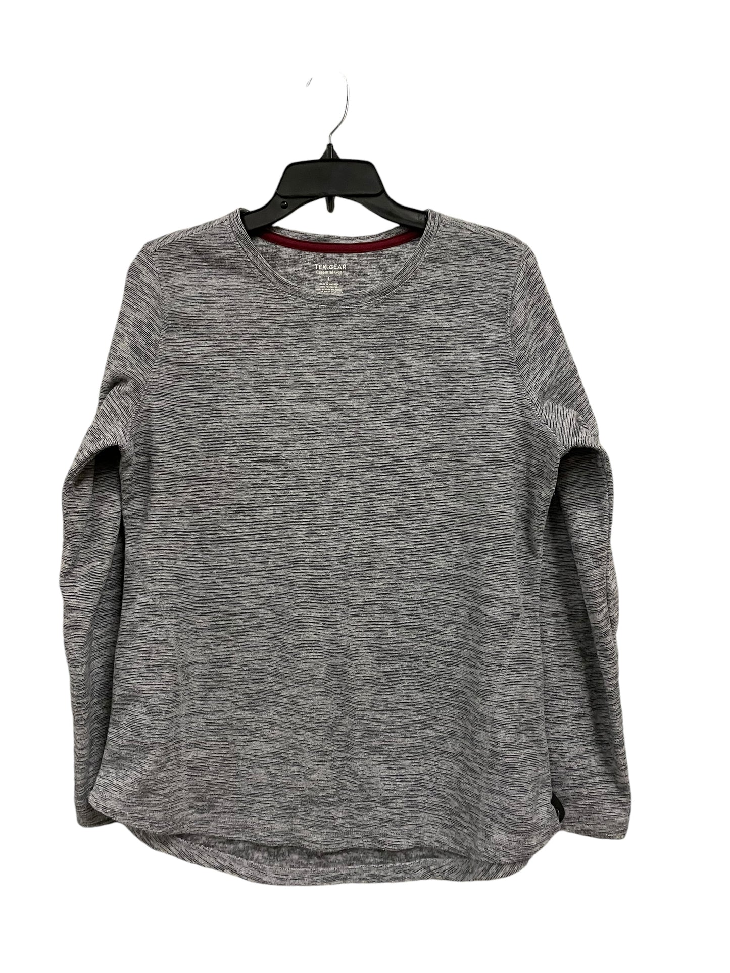 Athletic Top Long Sleeve Crewneck By Tek Gear In Grey, Size: L