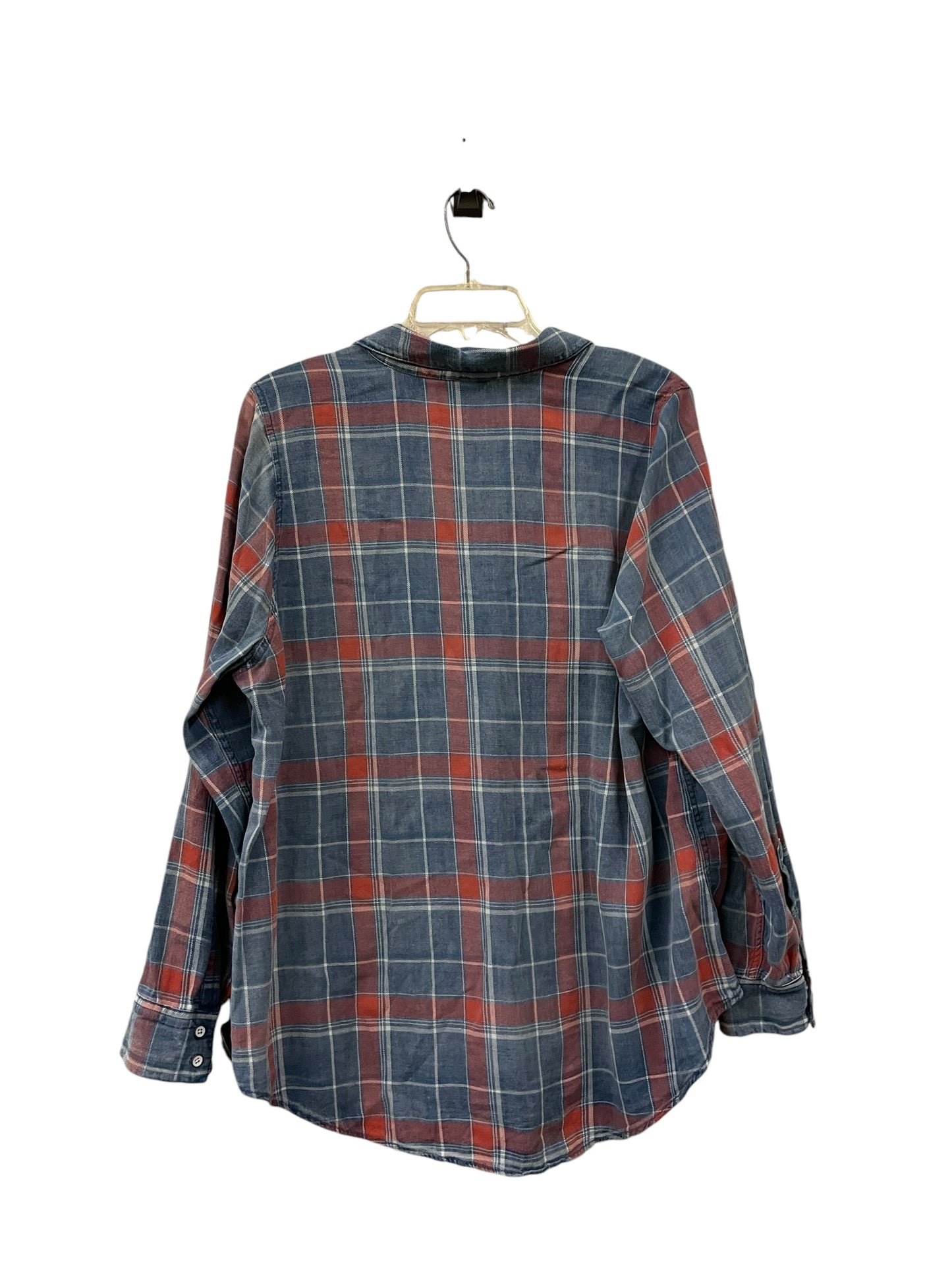 Top Long Sleeve By Lucky Brand In Plaid Pattern, Size: 1x