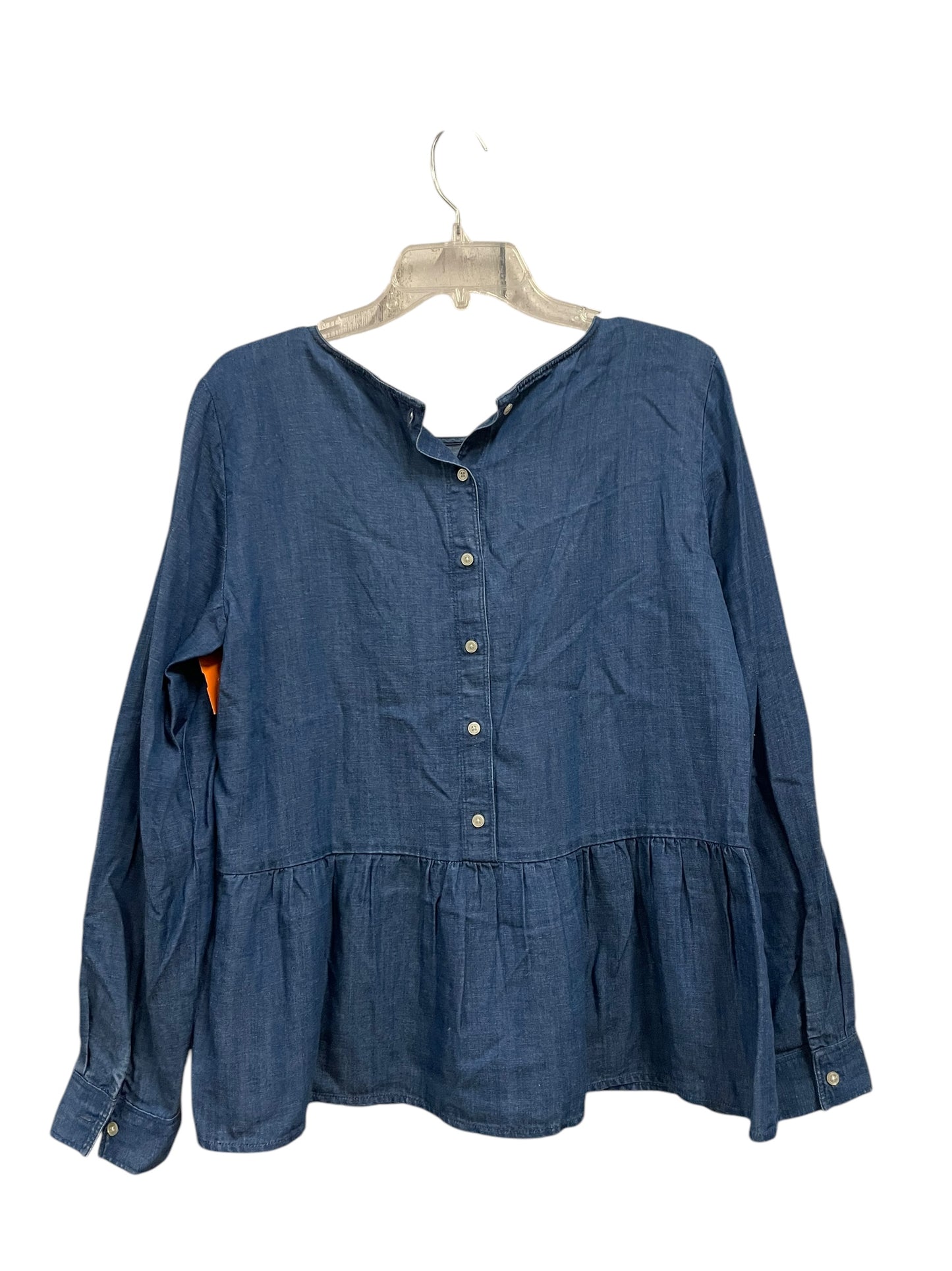 Top Long Sleeve Basic By Loft In Blue Denim, Size: M