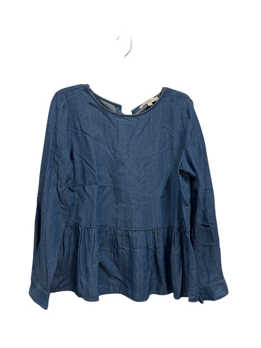 Top Long Sleeve Basic By Loft In Blue Denim, Size: M