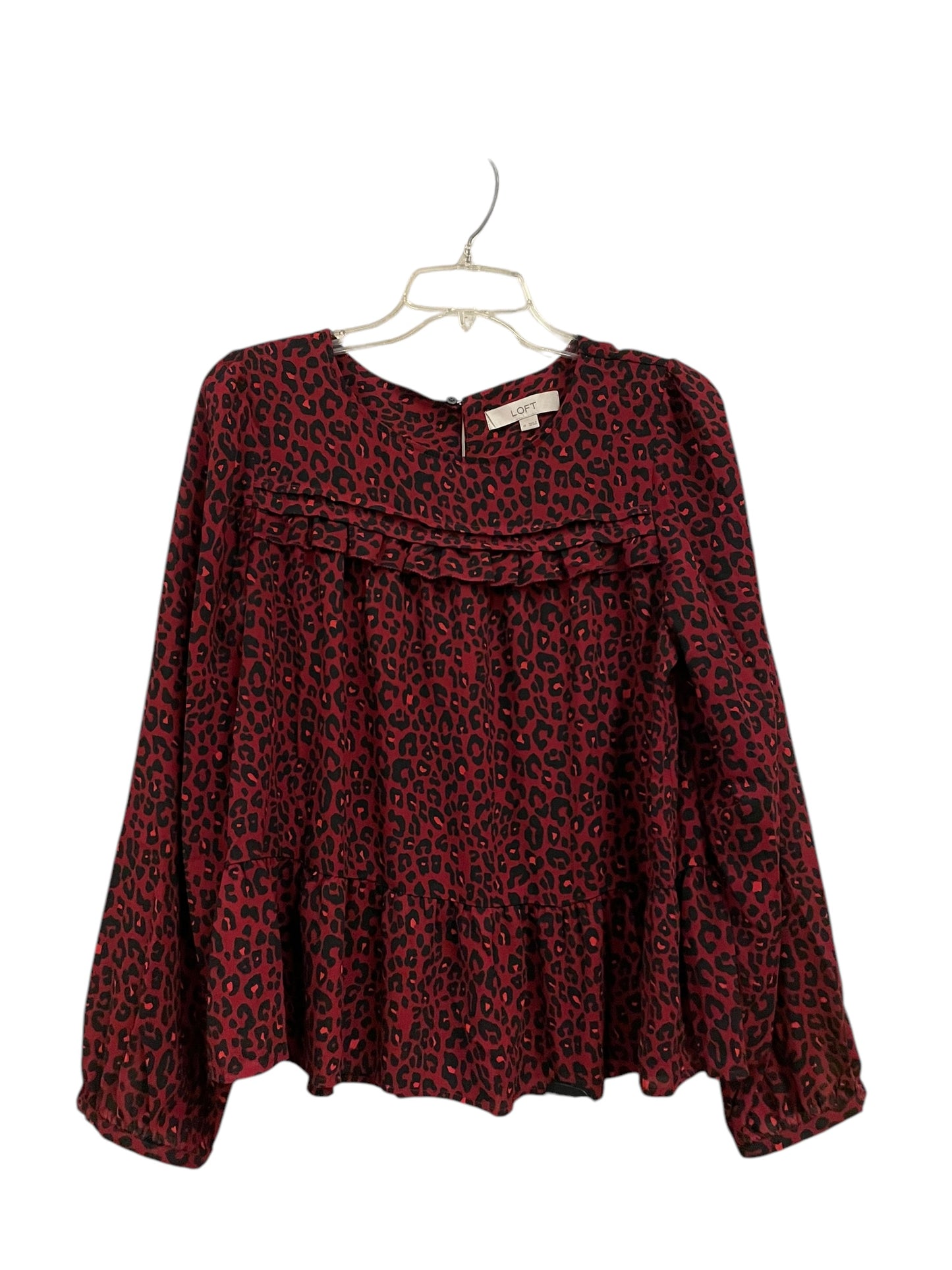 Top Long Sleeve Basic By Loft In Animal Print, Size: M