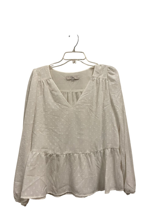 Top Long Sleeve Basic By Loft In White, Size: M