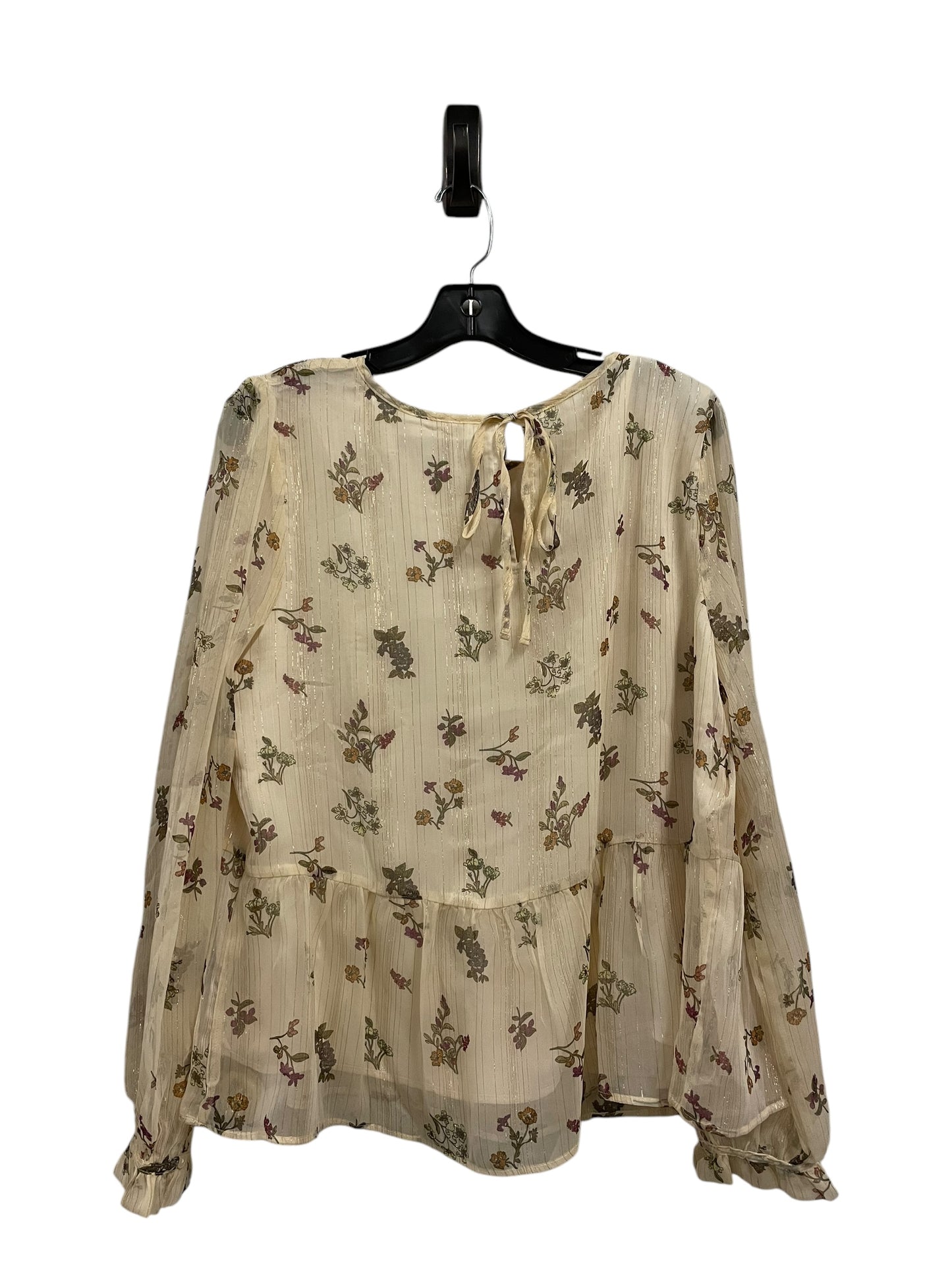 Top Long Sleeve Basic By Loft In Beige, Size: L