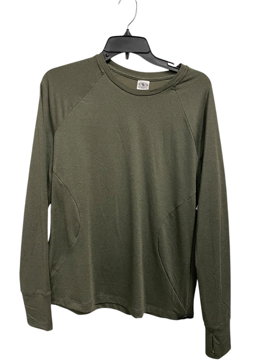 Athletic Top Long Sleeve Collar By Athletic Works In Green, Size: L