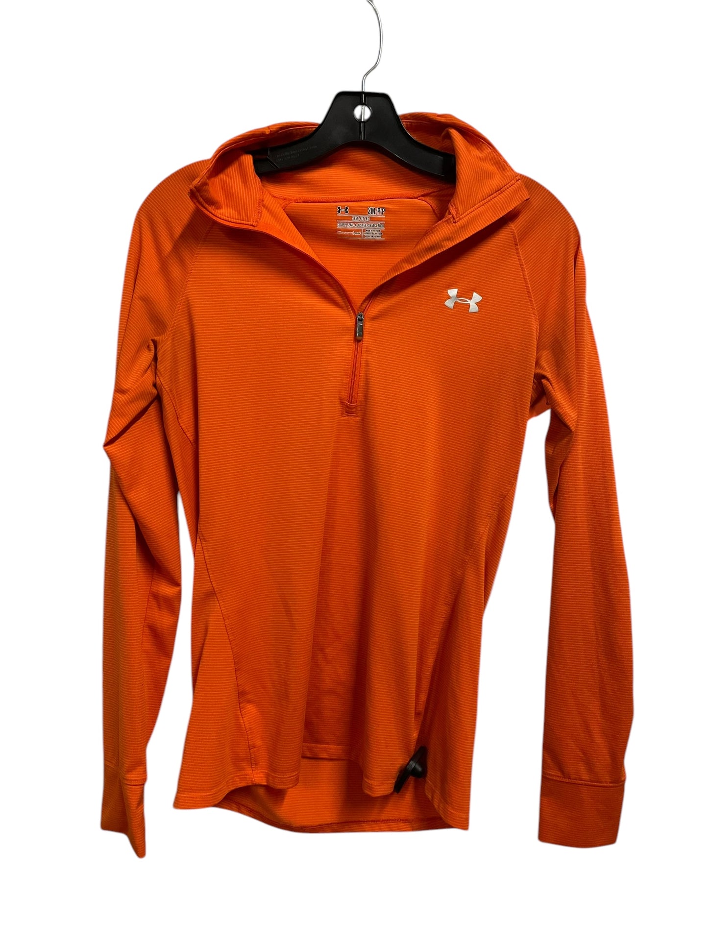 Athletic Top Long Sleeve Collar By Under Armour In Orange, Size: S