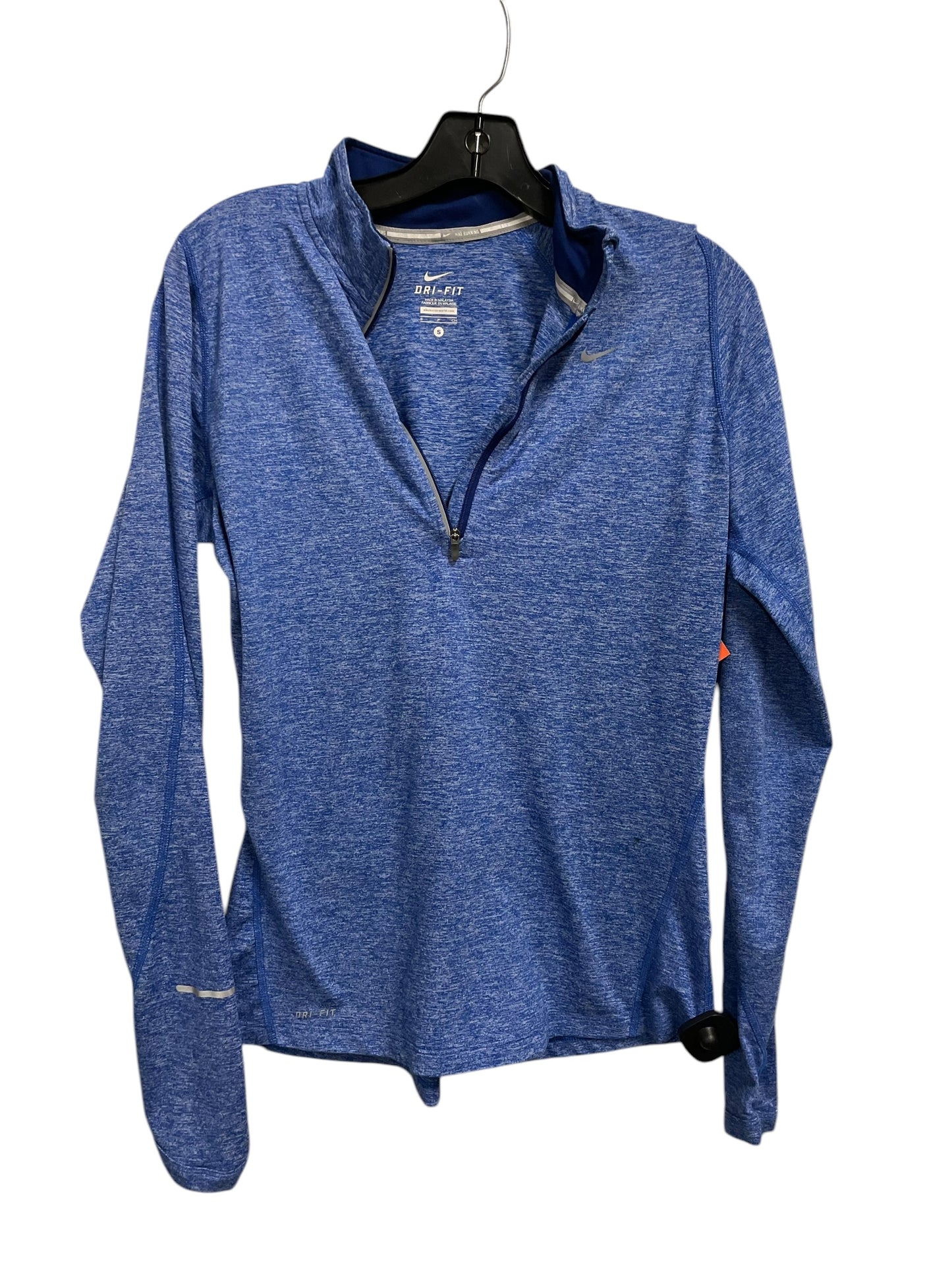 Athletic Top Long Sleeve Collar By Nike Apparel In Blue, Size: S