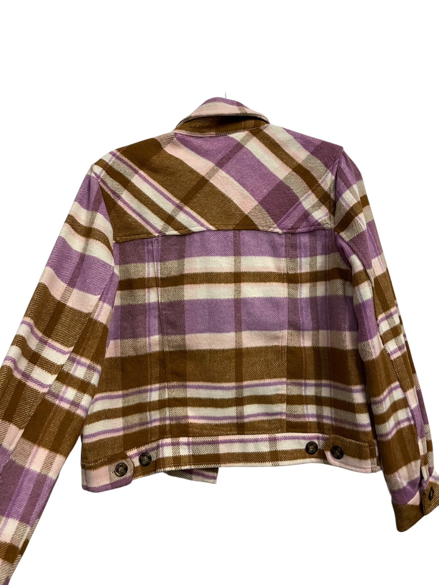 Jacket Shirt By Kensie In Plaid Pattern, Size: M