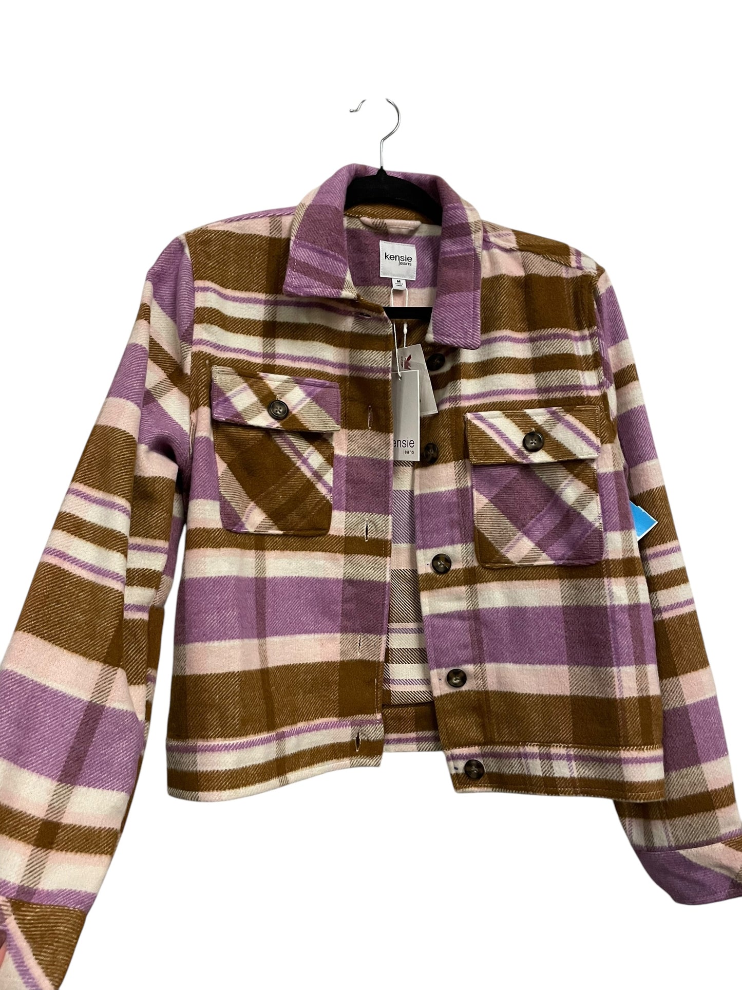 Jacket Shirt By Kensie In Plaid Pattern, Size: M