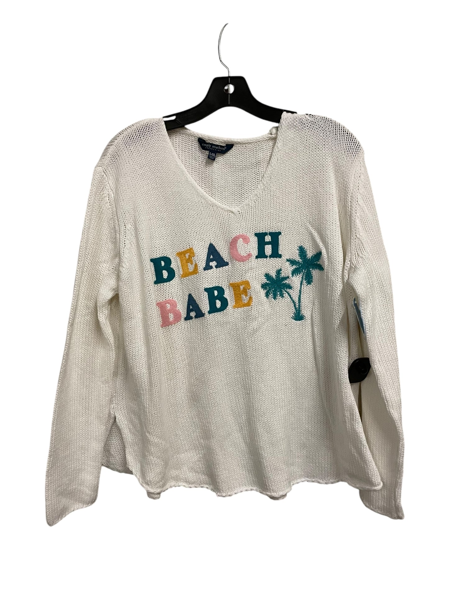 Sweatshirt Crewneck By Simply Southern In White, Size: L